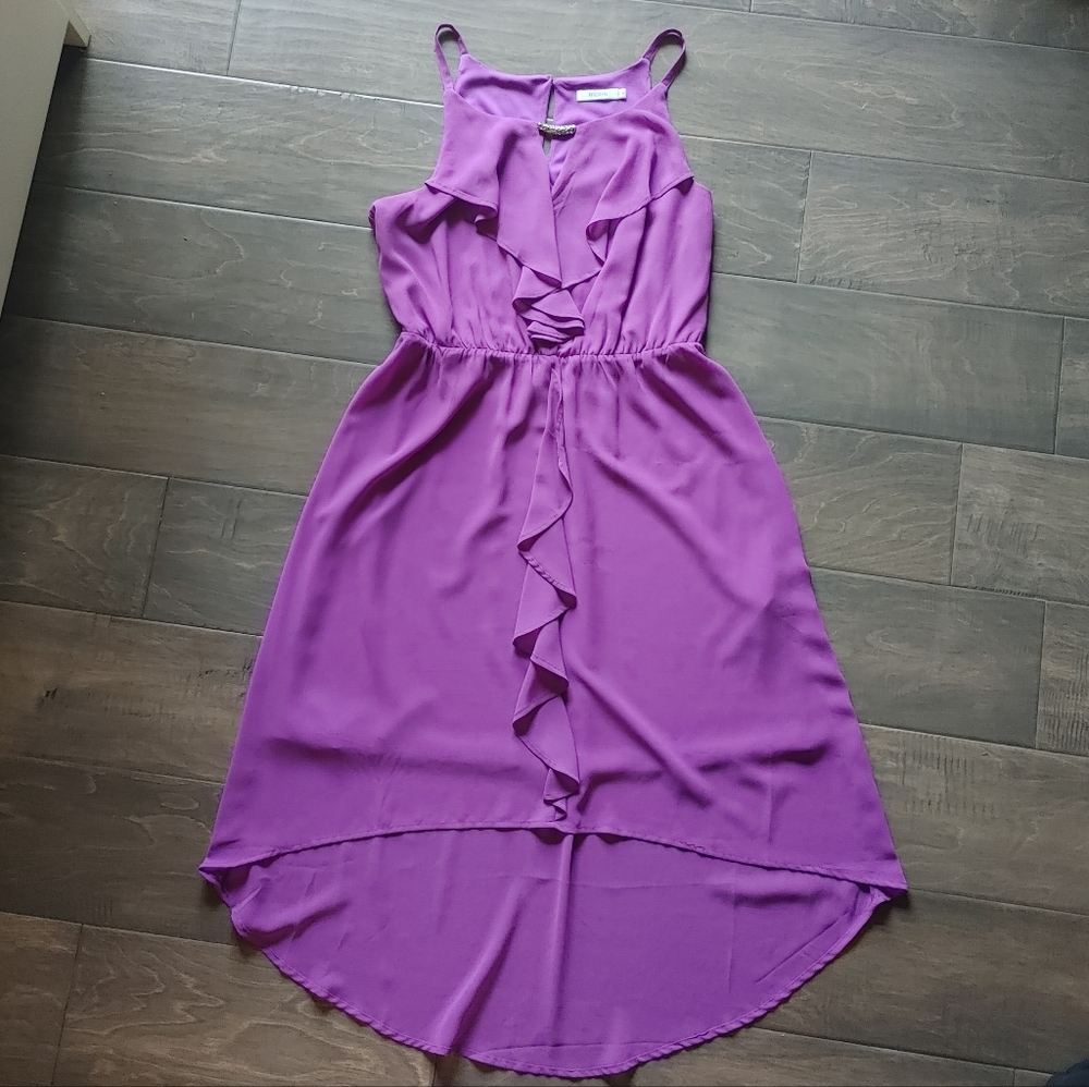 Purple Sleeveless Ruffle Dress